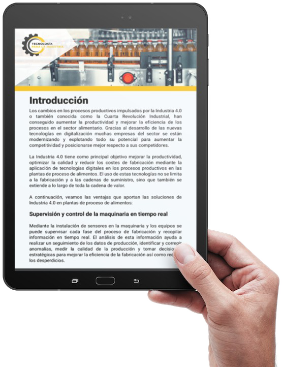 Mockup tablet ejemplos de soluciones de industria 40 aplicadas a empresas de alimentacion