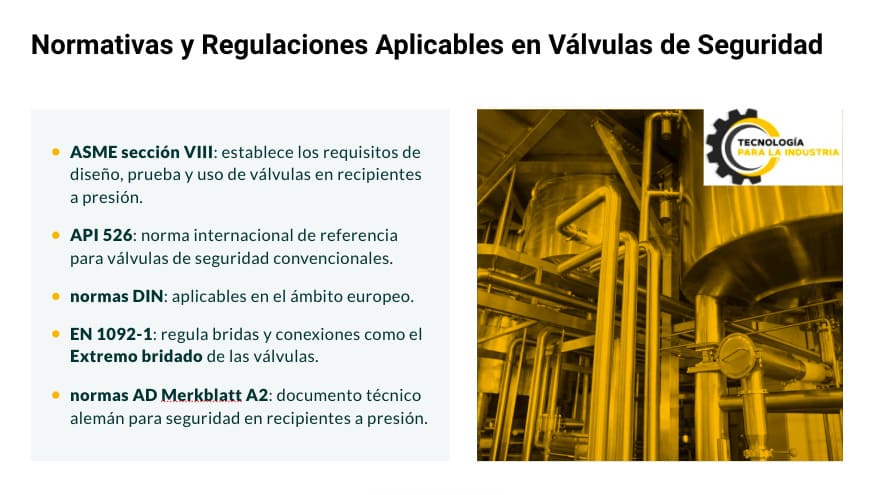 Normativas y regulaciones aplicables en valvulas de seguridad