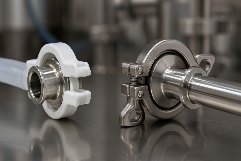 Abrazaderas de Acero Inoxidable vs Abrazaderas de Un Solo Uso en Bioprocesos:Comparación Técnica