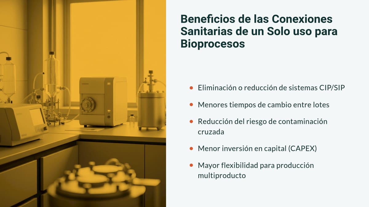 Beneficios de las conexciones sanitarias de un solo uso para bioprocesos