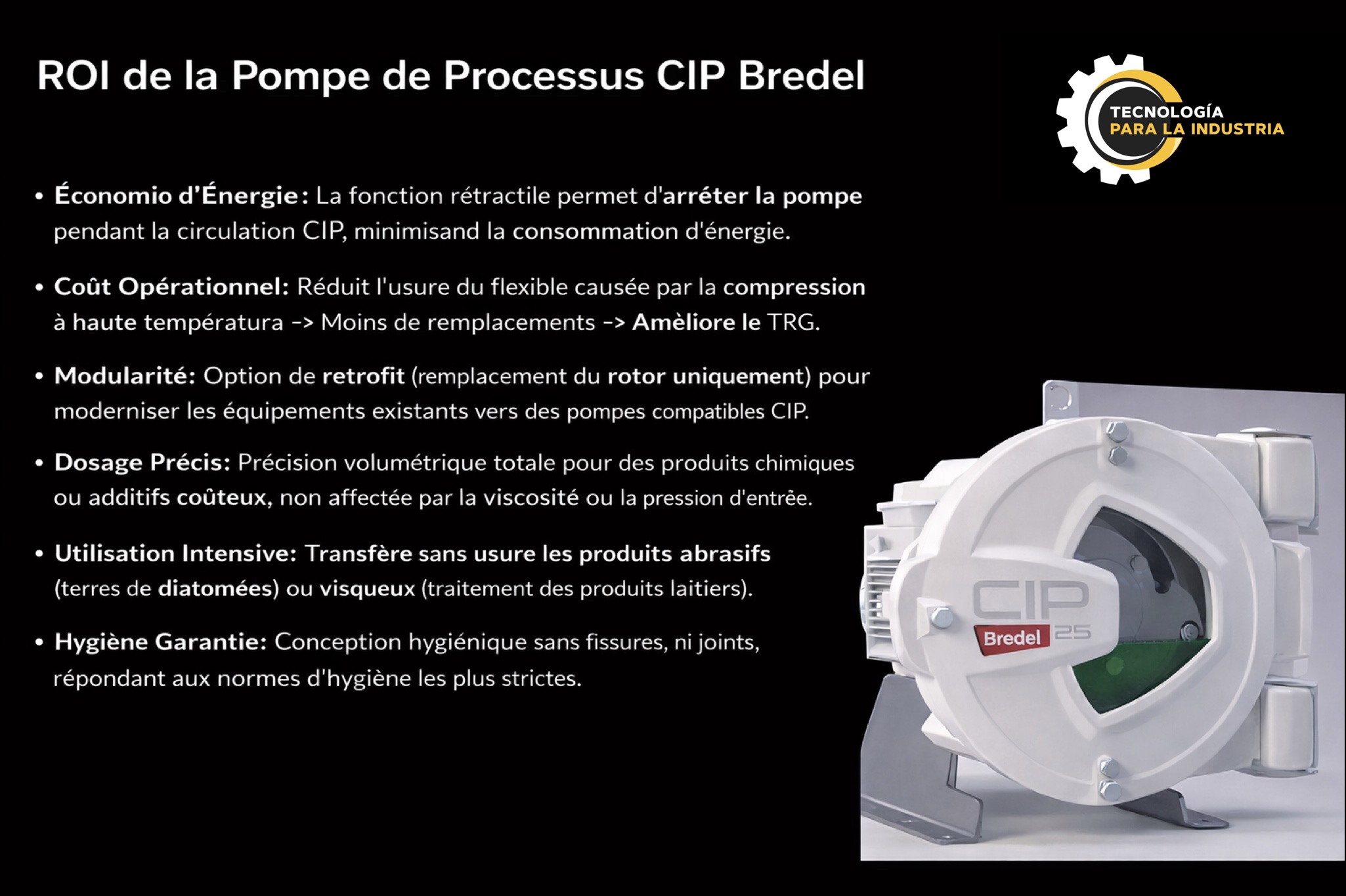 Roi de la pompe à processus CIP Bredel